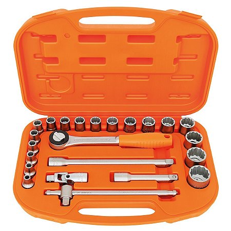 Malete com Soquetes Estriados e Acessórios 1/2" 23 Peças 44833222 Tramontina