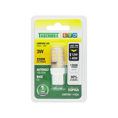 Lâmpada LED Espiga 3W 2200K G9 Taschibra