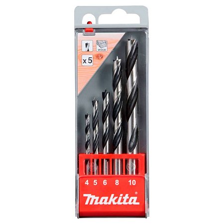 Kit Brocas para Madeira 3 Pontas 5 Peças D-57211 Makita