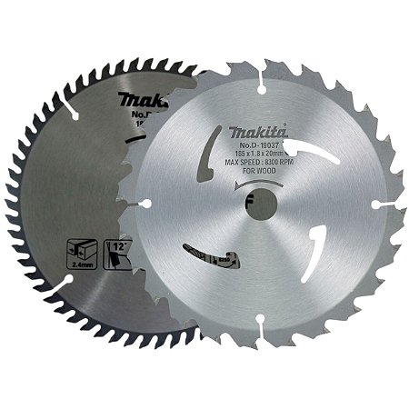 Kit Discos 185MM 24 e 60 Dentes para Serra Circular D-21406 Makita