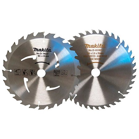 Kit Discos 185MM 24 e 40 Dentes para Serra Circular D-21412 Makita