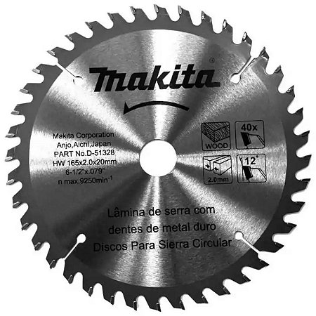 Disco 165x20 40 Dentes para Serra Circular D-51328 Makita