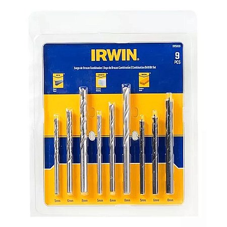 Conjunto de Brocas 3 Pontas 9 Peças 5-8MM BL IW5009 Irwin