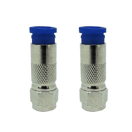 Conector para Cabo Coaxial Compressão RG6 Azul Com 2 unidades Foxlux