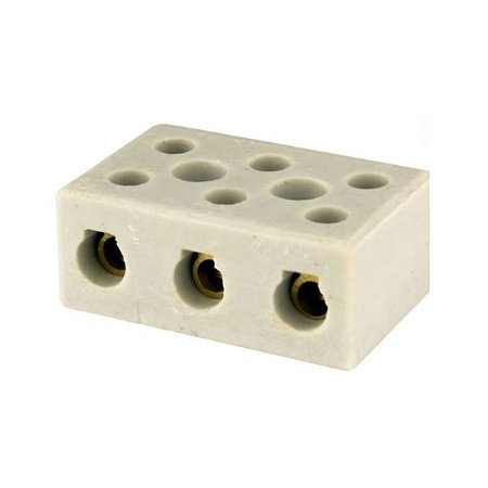 Conector Porcelana Tripolar 16MM 50A com 1 Peça Foxlux
