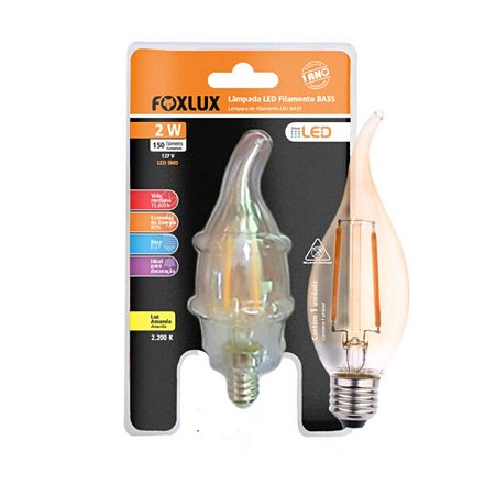 Lâmpada de Led 02W E27 Filamento Velachama BA35 BIV LED90.140 Foxlux