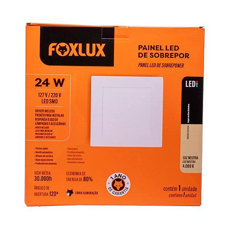 Painel Quadrado de Led 30W 4000K Embutir BIV LED90.172 Foxlux