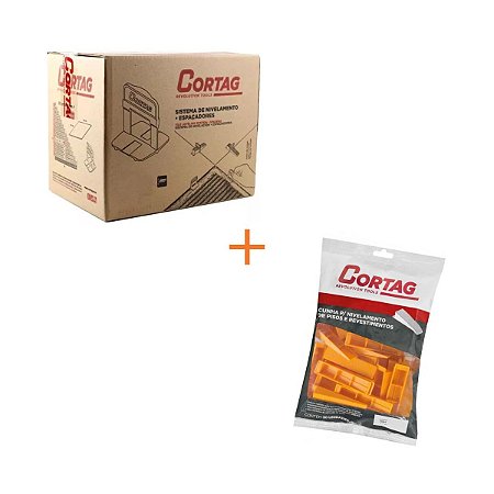 Kit 1000 Nivelador 2,0mm Branco + 100 Cunha Para Nivelamento Amarela Cortag