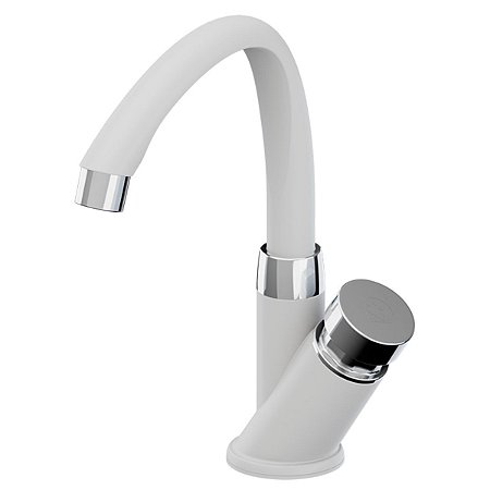 Torneira Automática de Mesa Bica Alta Móvel para Lavatório Branca/Cromada Tigre