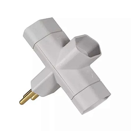 Adaptador Benjamim 2P+T 10A ADP2-34 Cinza Margirius