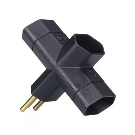 Adaptador Benjamim 2P+T 10A ADP2-34 Preto Margirius