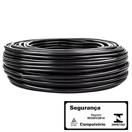 Cabo PP 3x6,00MM Preto Rolo com 100M Cobrecom