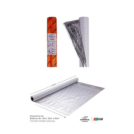 Manta 1F 50m² 1,25 x 40,00 Metros 1 Face Isolante Térmico Laranja Astrofoil