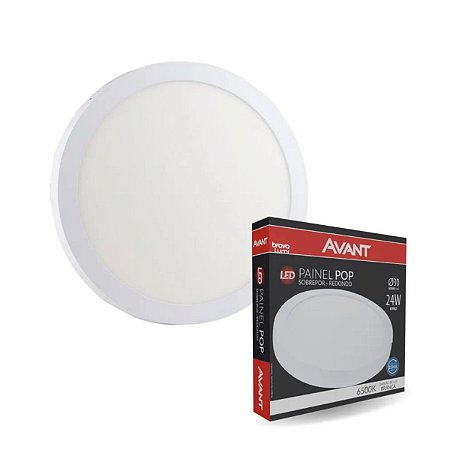 Painel Led de Sobrepor Redondo 24W 6500K Bivolt Branca Avant