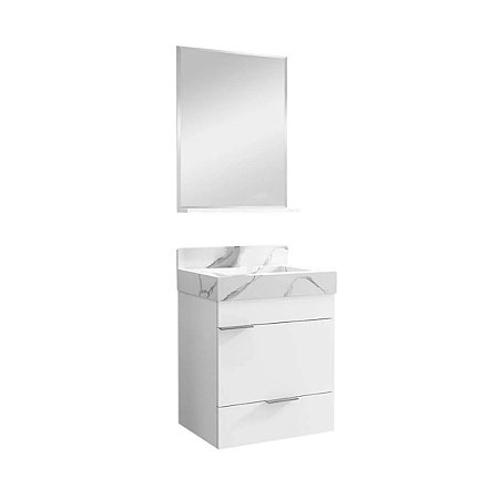 Toucador para Banheiro com Gaveta Club Kit 40 MDP Branco Bumi