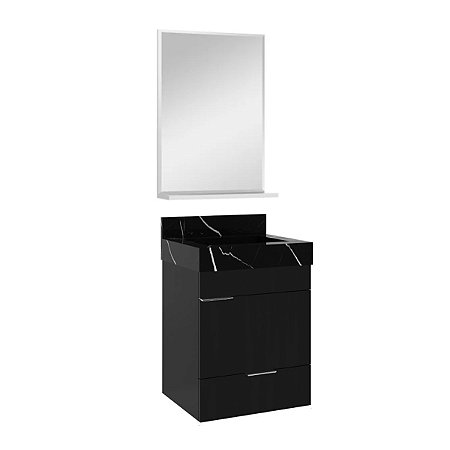 Toucador para Banheiro com Gaveta Club Kit 40 MDP Preto Bumi