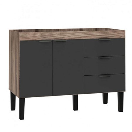 Gabinete para Cozinha em Madeira Flamingo Preto/Tamarino 1,20m Cozimax