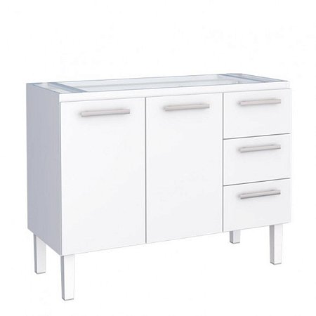 Gabinete Venus Flat de Aço para Cozinha 1,20m com 3 Gavetas Branco Cozimax
