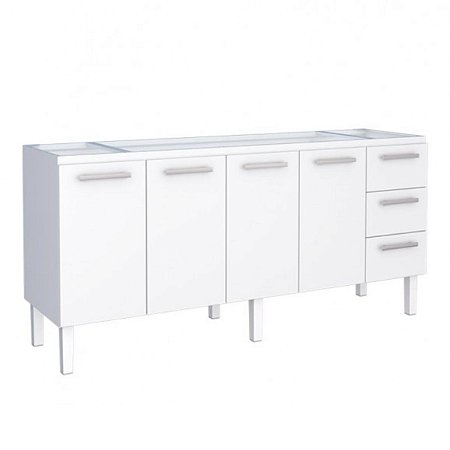 Gabinete Venus Flat de Aço para Cozinha 2m com 3 Gavetas Branco Cozimax