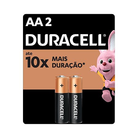 Pilha Alcalina AA Pequena com 2 Unidades Duracell