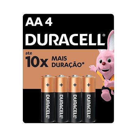 Pilha Alcalina AA Pequena com 4 Unidades Duracell