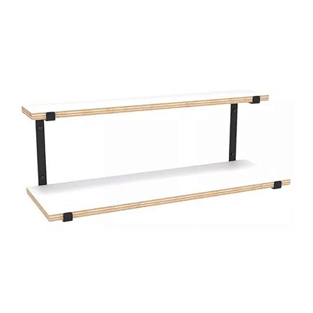 Kit Prancha 60x20CM Branca com Mão Francesa 60x10CM Preta Dupla Fico