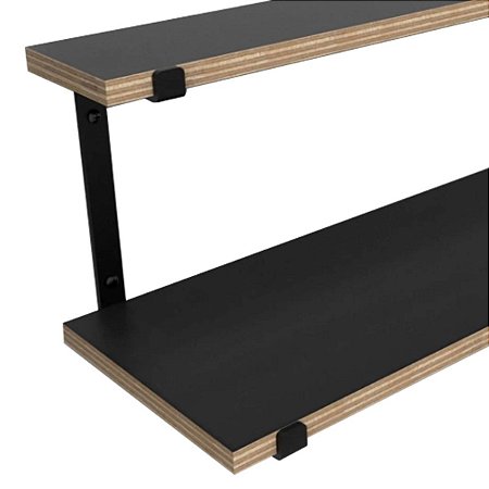 Kit Prancha com Mão Francesa Dupla 60x20CM Preta Fico