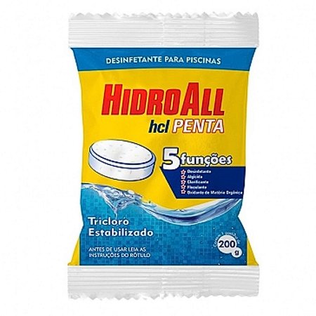 Pastilha de Cloro Hlc Penta Multifunção para Piscina 200G Hidroall