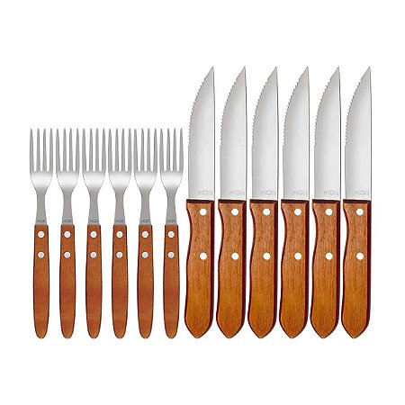 Conjunto de Garfos e Facas para Churrasco 12 Peças 3931 Mor
