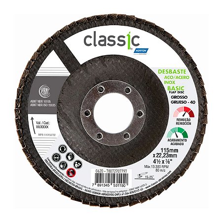Disco Flap Classic 115X22MM Grão 40 Norton