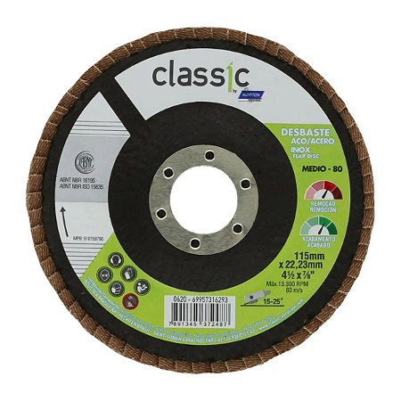 Disco Flap Classic 115X22MM Grão 80 Norton