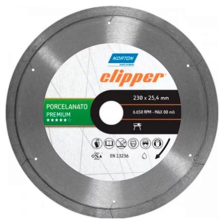 Disco Diamantado Clipper 230X25,4 Porcelanato Standart Norton