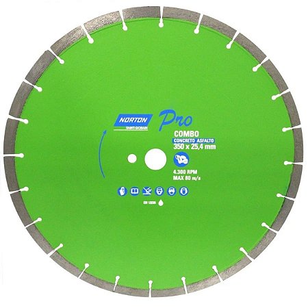 Disco Diamantado PRO 350X25,4 Concreto e Asfalto Combo Norton
