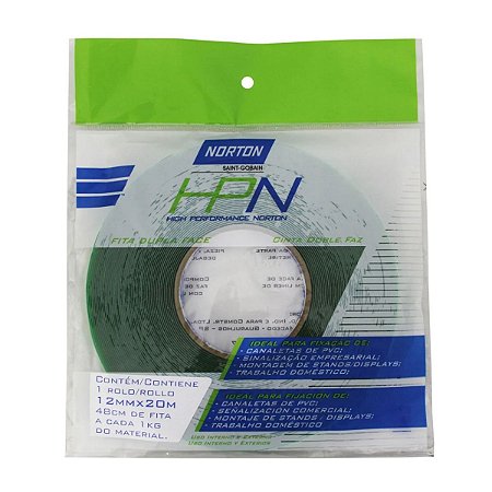 Fita Dupla Face Alta Performance 12MMX20M Transparente Multiuso Norton