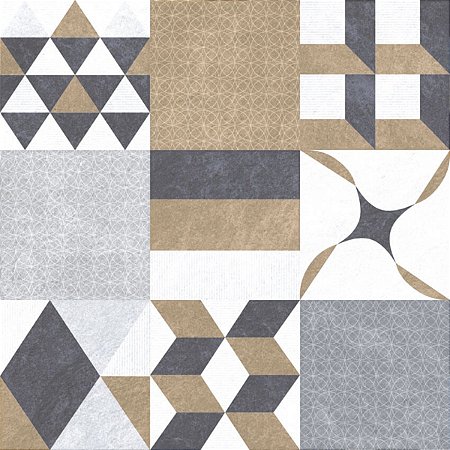 Porcelanato Realce Patchwork Cement Acetinado 61x61 61084 Cristofoletti