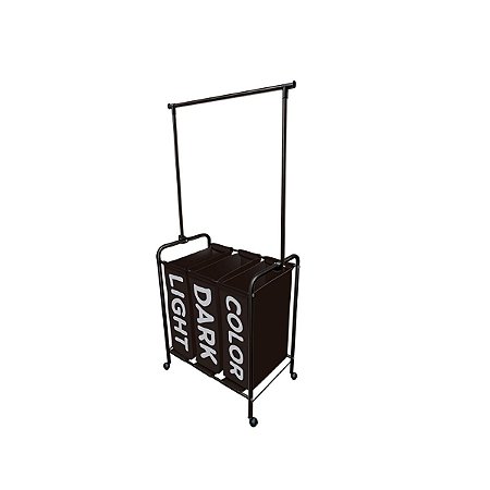 Arara com Cesto e Dispensers Organizadores 162 x 82 x 44cm Preta Secalux