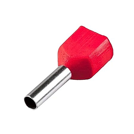 Terminal Pré Isolado Tubular Ilhos Duplo 1,00mm Vermelho Tcm