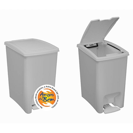 Lixeira Pedal Dupla Abertura 10l LPDA*Br-Br Branco/Branco Astra