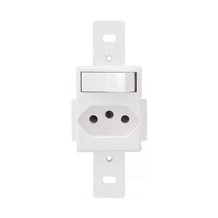 1 Interruptor Simples + 1 Tomada 2P+T 10A Sem Placa 1339 Blanc Fame