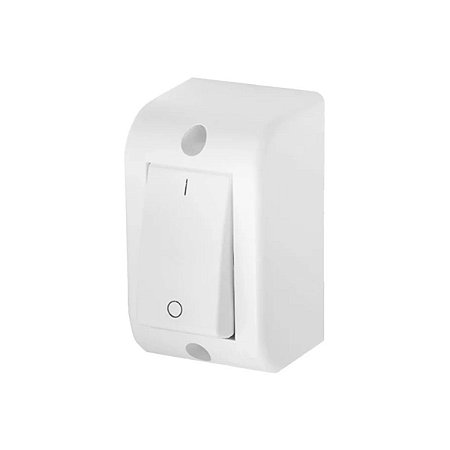 Interruptor Bipolar Simples 16A de Soprepor 1 Tecla Branco Fame