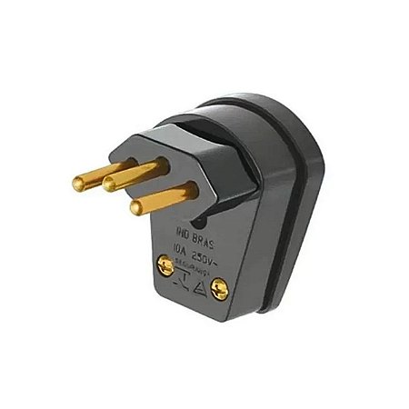 Plugue Macho Fame 2P+T 90° 20A 250V Preto Fame