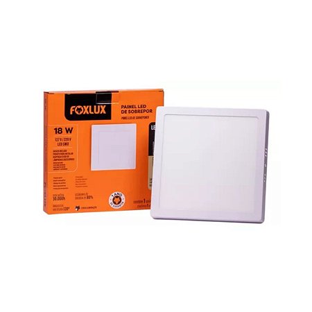 Painel Led de Embutir 18W Quadrado 6500K LED90.214 Bivolt Preto Foxlux