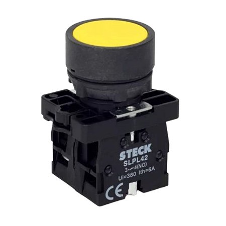 Botão de Impulsão 22mm Amarelo S-PRN3 Steck
