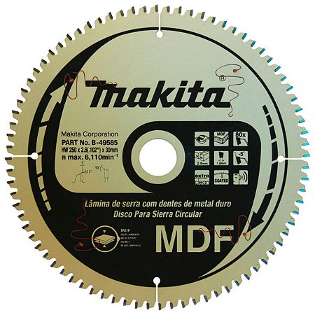 Disco 250x30MM 80 Dentes para Serra B-49585 Makita