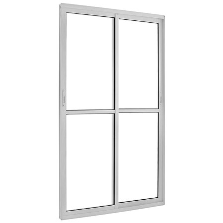 Porta de Correr 210x150 2 Folhas Vidro Liso Alumínio Branco 6020 Esquadrisul