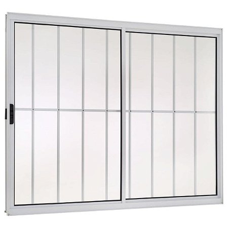 Janela de Correr 100x150 Direita 2 Folhas com Grade Vidro Liso Alumínio Branco 5522 Esquadrisul