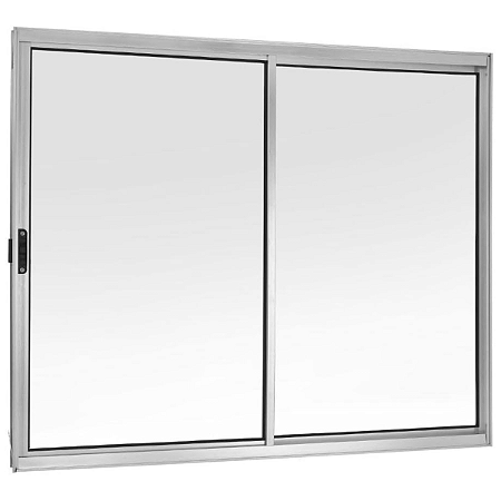 Janela de Correr 100x150 Esquerda 2 Folhas Vidro Liso Alumínio Brilhante 5537 Esquadrisul