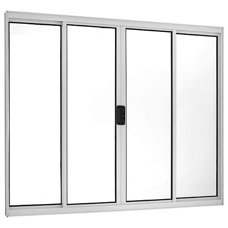 Janela de Correr 120x200 4 Folhas sem Grade Vidro Liso Alumínio Branco 9123 Esquadrisul