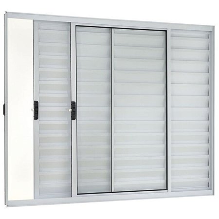 Janela Veneziana 100x100 3 Folhas sem Grade Vidro Liso Alumínio Branco 6069 Esquadrisul
