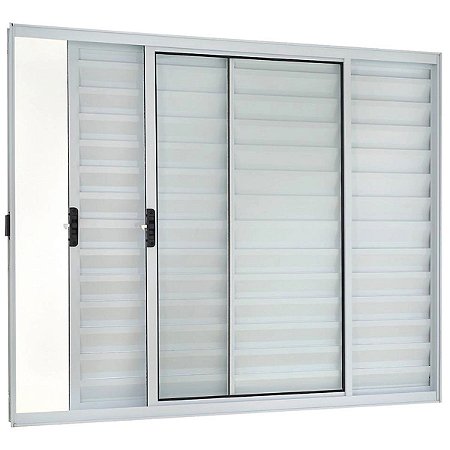 Janela Veneziana 100x120 3 Folhas sem Grade Vidro Liso Alumínio Branco 6269 Esquadrisul